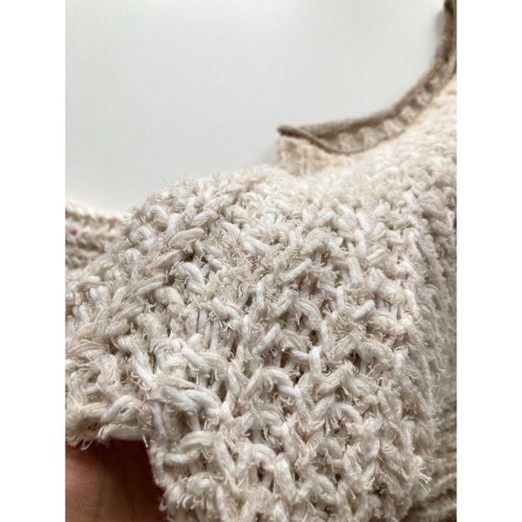 Aritzia WILFRED Confetti Beige Chunky Knit Cropped Raglan Sweater, Size L - Picture 9 of 16